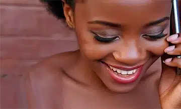 beautiful, sexy black woman on the phone